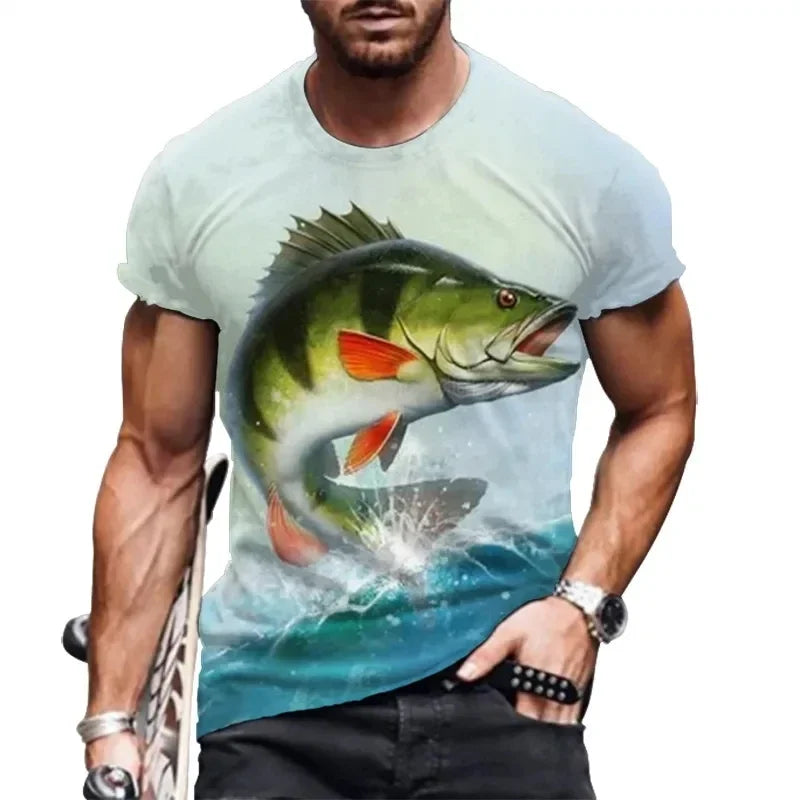 T-shirt de pêche à l'achigan aux couleurs vives