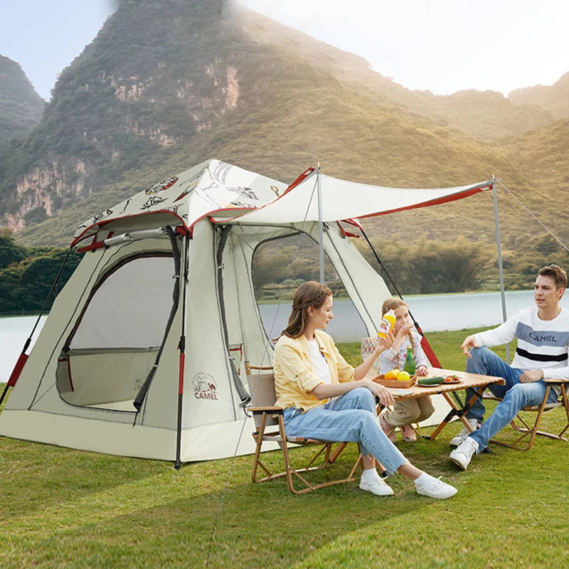 Camel Crown Family Camping Tent with Awning