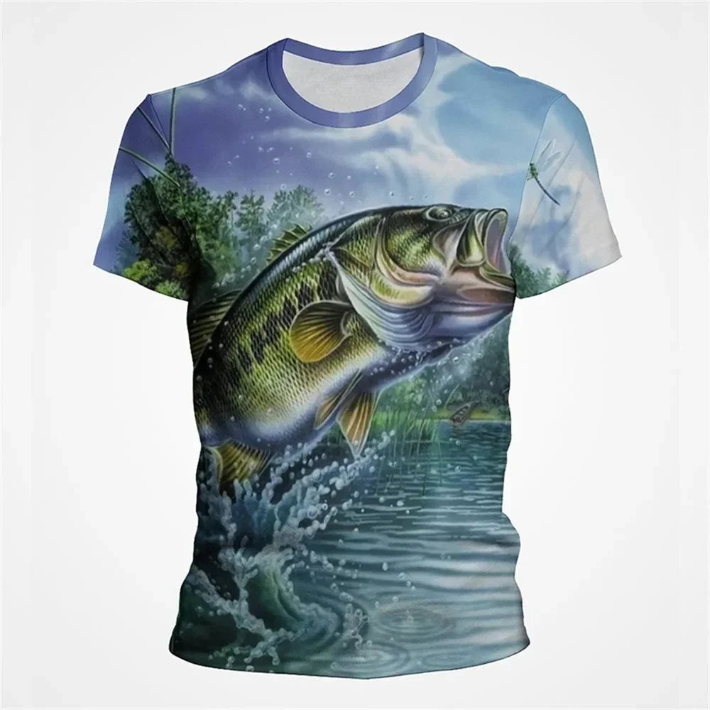 T-shirt de pêche à l'achigan aux couleurs vives