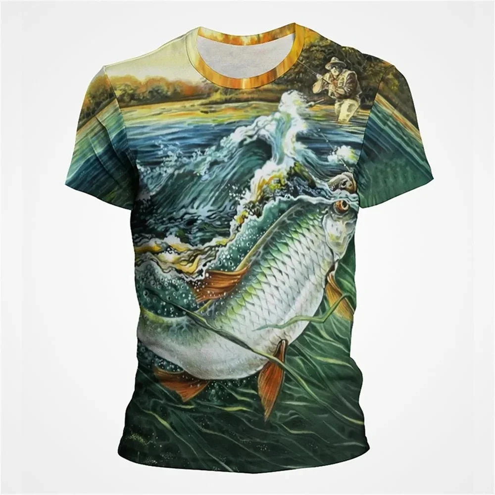 T-shirt de pêche à l'achigan aux couleurs vives